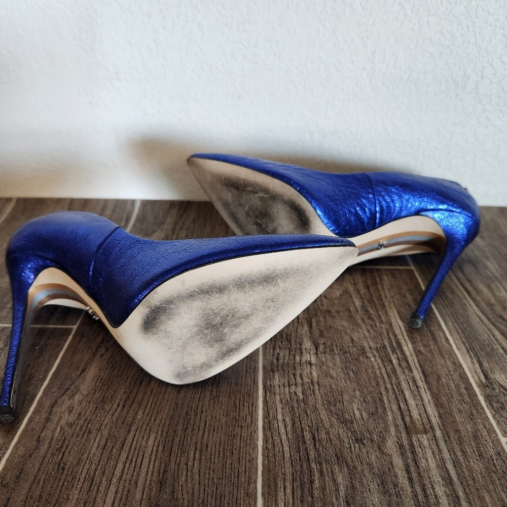 Sam Edelman Metallic Blue Heels "Danna" - Leather Stilettos - Picture 7 of 9